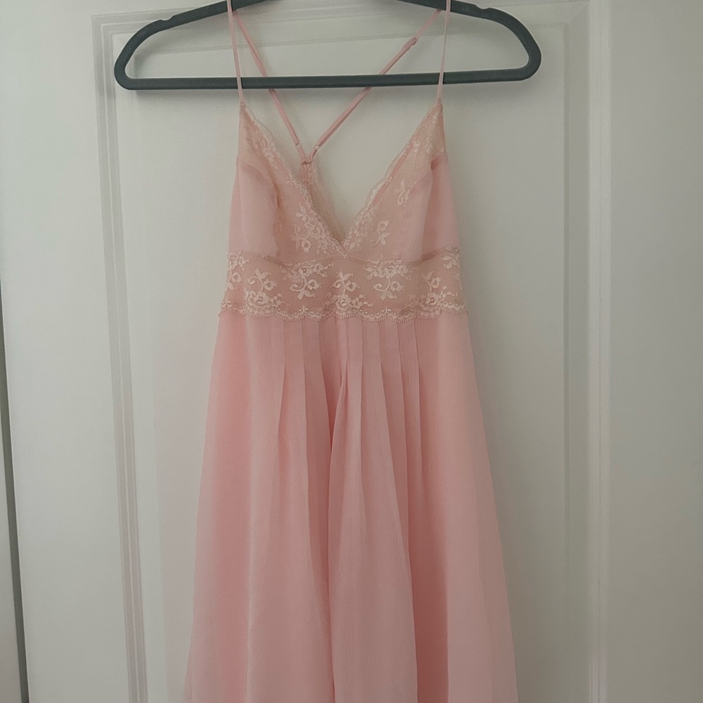 Pink Lace Trim Slip Dress